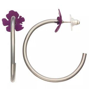 VERA WANG Rocker Chic Gunmetal Purple Flower 1.5" Hoop Earrings**NEW!